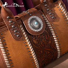 MW1322G-8250  Montana West Tooled Concho Concealed Carry Tote