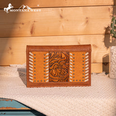 MW1322-W048  Montana West Tooled Floral Bi-Fold Wallet