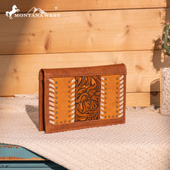 MW1322-W048  Montana West Tooled Floral Bi-Fold Wallet