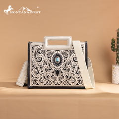 MW1326-8122  Montana West Cut-Out Embroidered  Collection Tote/Crossbody