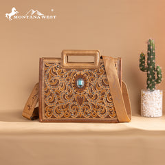 MW1326-8122  Montana West Cut-Out Embroidered  Collection Tote/Crossbody