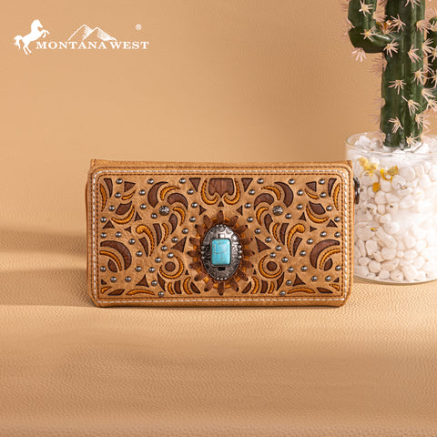 MW1326-W010 Montana West Cut-Out Embroidered  Collection Wallet