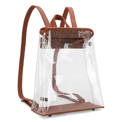 MW906-9110 Montana West Western Clear Backpack- Brown