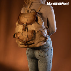 MWC-043A   Montana West Stone Wash Backpack -Khaki