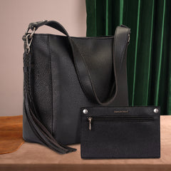 MWC-068  Montana West  Tassel Shoulder  Bag - Black