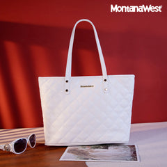 MWC-084   Montana West Quilted Carry-All Tote - White