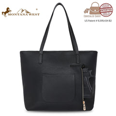 MWC-G029   Montana West  Tassel Concealed Carry Tote Bag - Black