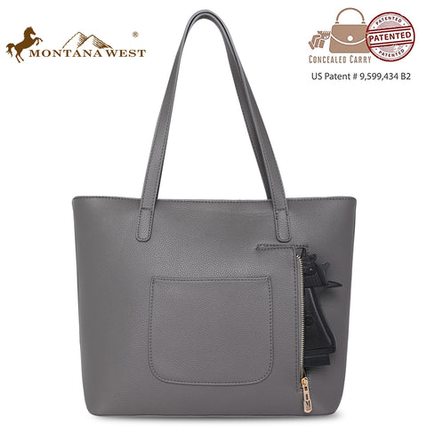 MWC-G029   Montana West  Tassel Concealed Carry Tote Bag - Grey