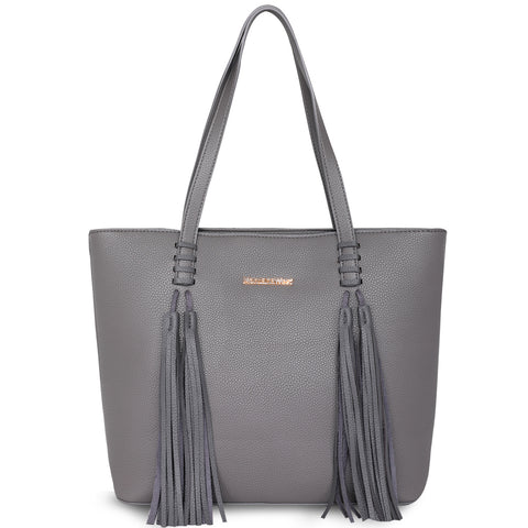 MWC-G029   Montana West  Tassel Concealed Carry Tote Bag - Grey