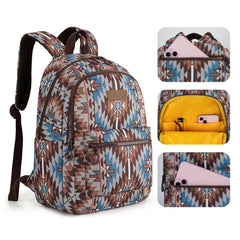 WG2206-9110  Wrangler Aztec Print Backpack -Coffee