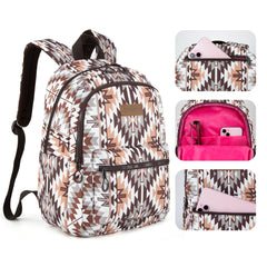 WG2206-9110  Wrangler Aztec Print Backpack -Brown