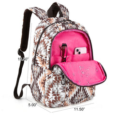 WG2206-9110  Wrangler Aztec Print Backpack -Brown