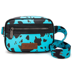 WG133-194  Wrangler Cow  Print Belt-Bag  - Turquoise