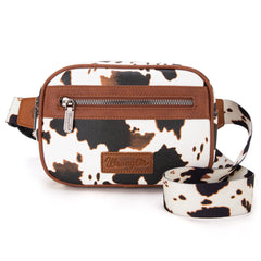 WG133-194  Wrangler Cow  Print Belt-Bag  - Brown