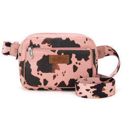 WG133-194  Wrangler Cow  Print Belt-Bag  - Pink