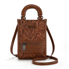 MW1311-1832 Montana West Floral Tooled North South Mini Tote/Crossbody