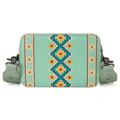 WG2207-3003  Wrangler Aztec Printed Crossbody Purse With Wallet Compartment - Green