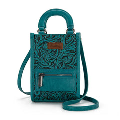 MW1311-1832 Montana West Floral Tooled North South Mini Tote/Crossbody