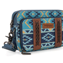 WG2207-3003  Wrangler Aztec Printed Crossbody Purse With Wallet Compartment - Navy