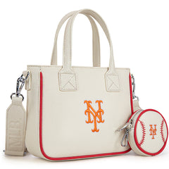 MLB-MT103 MLB New York Mets Team Tote/Crossbody with Baseball Coin Pouch