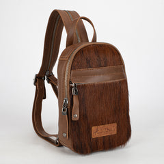 MWR-066 Montana West Genuine Hair-On Cowhide Convertible Sling Backpack -Brown