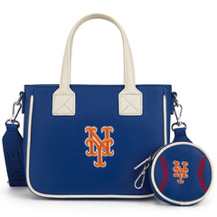 MLB-MT103 MLB New York Mets Team Tote/Crossbody with Baseball Coin Pouch