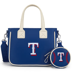 MLB-TX103  MLB Texas Rangers Team Tote/Crossbody with Baseball Coin Pouch