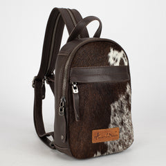 MWR-066 Montana West Genuine Hair-On Cowhide Convertible Sling Backpack - Black