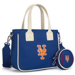 MLB-MT103 MLB New York Mets Team Tote/Crossbody with Baseball Coin Pouch