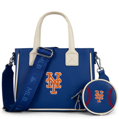 MLB-MT103 MLB New York Mets Team Tote/Crossbody with Baseball Coin Pouch