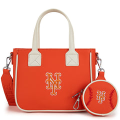 MLB-MT103 MLB New York Mets Team Tote/Crossbody with Baseball Coin Pouch