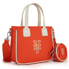 MLB-MT103 MLB New York Mets Team Tote/Crossbody with Baseball Coin Pouch