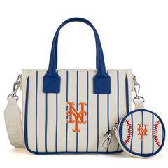 MLB-MT103 MLB New York Mets Team Tote/Crossbody with Baseball Coin Pouch