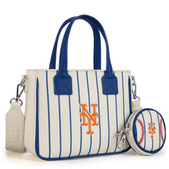 MLB-MT103 MLB New York Mets Team Tote/Crossbody with Baseball Coin Pouch