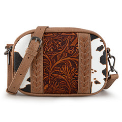 MW1318-8365 Montana West Tooled Collection Crossbody - Brown