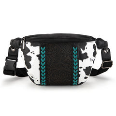 MW1318-194 Montana West Tooled Collection Fanny Pack-  Black