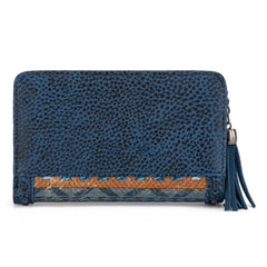 MW1316-W020  Montana West Tooled Aztec Denim Bi-Fold Wallet