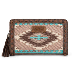 MW1316-W020  Montana West Tooled Aztec Denim Bi-Fold Wallet