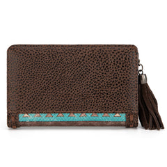 MW1316-W020  Montana West Tooled Aztec Denim Bi-Fold Wallet