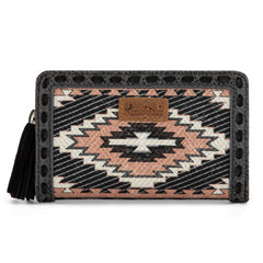 MW1316-W020  Montana West Tooled Aztec Denim Bi-Fold Wallet