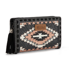 MW1316-W020  Montana West Tooled Aztec Denim Bi-Fold Wallet