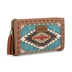 MW1316-W020  Montana West Tooled Aztec Denim Bi-Fold Wallet