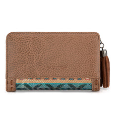 MW1316-W020  Montana West Tooled Aztec Denim Bi-Fold Wallet