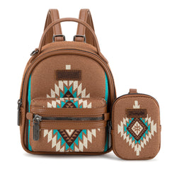 WG174-8601  Wrangler Southwestern Knitted Mini Backpack With Coin Pouch - Brown