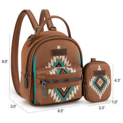 WG174-8601  Wrangler Southwestern Knitted Mini Backpack With Coin Pouch - Brown