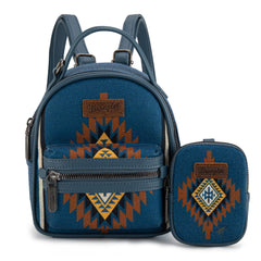 WG174-8601  Wrangler Southwestern Knitted Mini Backpack With Coin Pouch - Jean