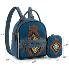 WG174-8601  Wrangler Southwestern Knitted Mini Backpack With Coin Pouch - Jean