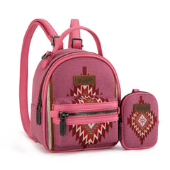 WG174-8601  Wrangler Southwestern Knitted Mini Backpack With Coin Pouch - Hot Pink