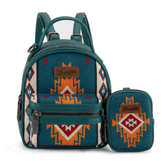 WG174-8600 Wrangler Southwestern Knitted Mini Backpack With Coin Pouch - Turquoise