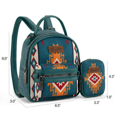 WG174-8600 Wrangler Southwestern Knitted Mini Backpack With Coin Pouch - Turquoise